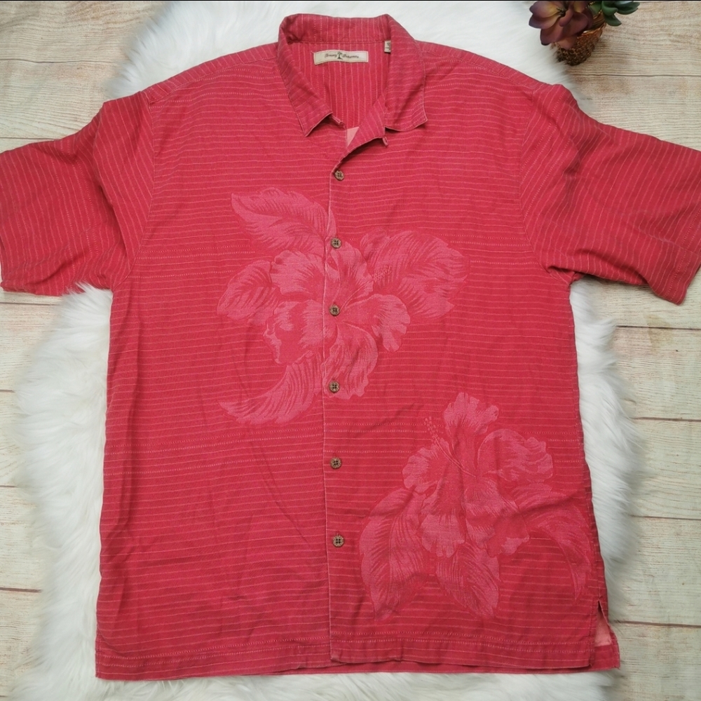 Tommy Bahama 100% Silk Hawaiian Shirt Size L